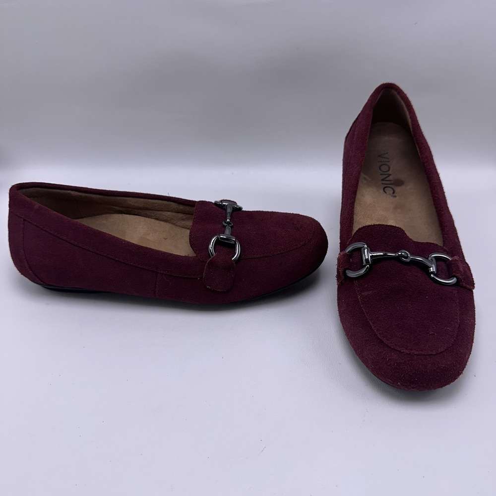 Vionic Bibiana Womens Red Suede Horse‎ Bit Slip on Loafers Size US 5